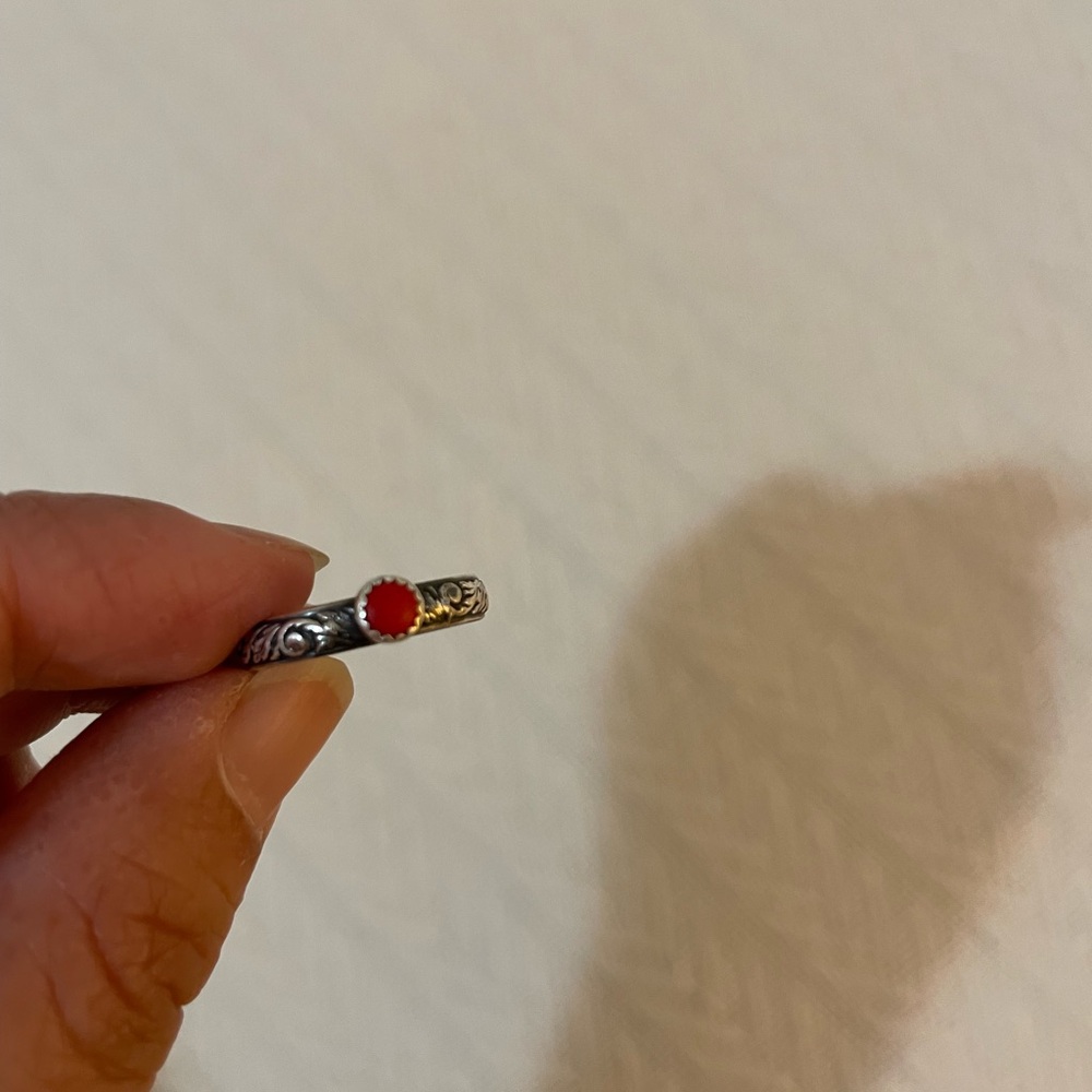 Silver Ring 925 with Red Stone Small